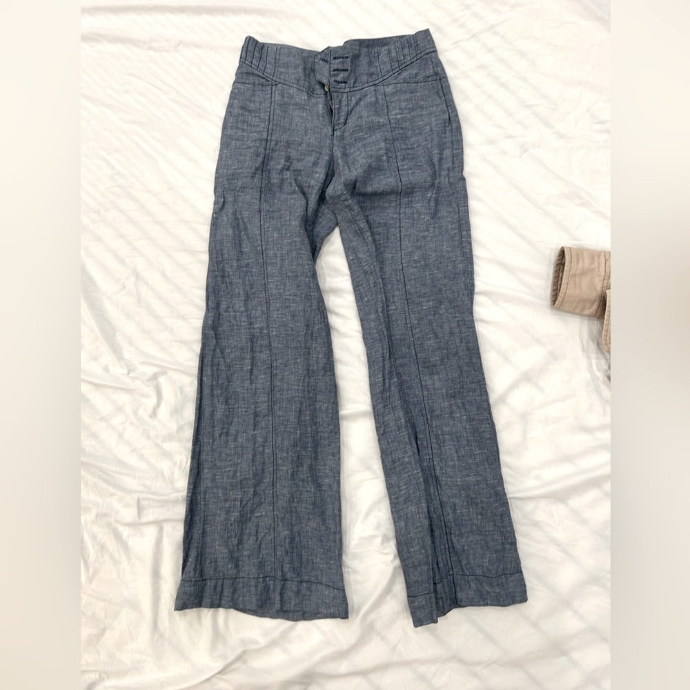 Low rise wide leg soft linen